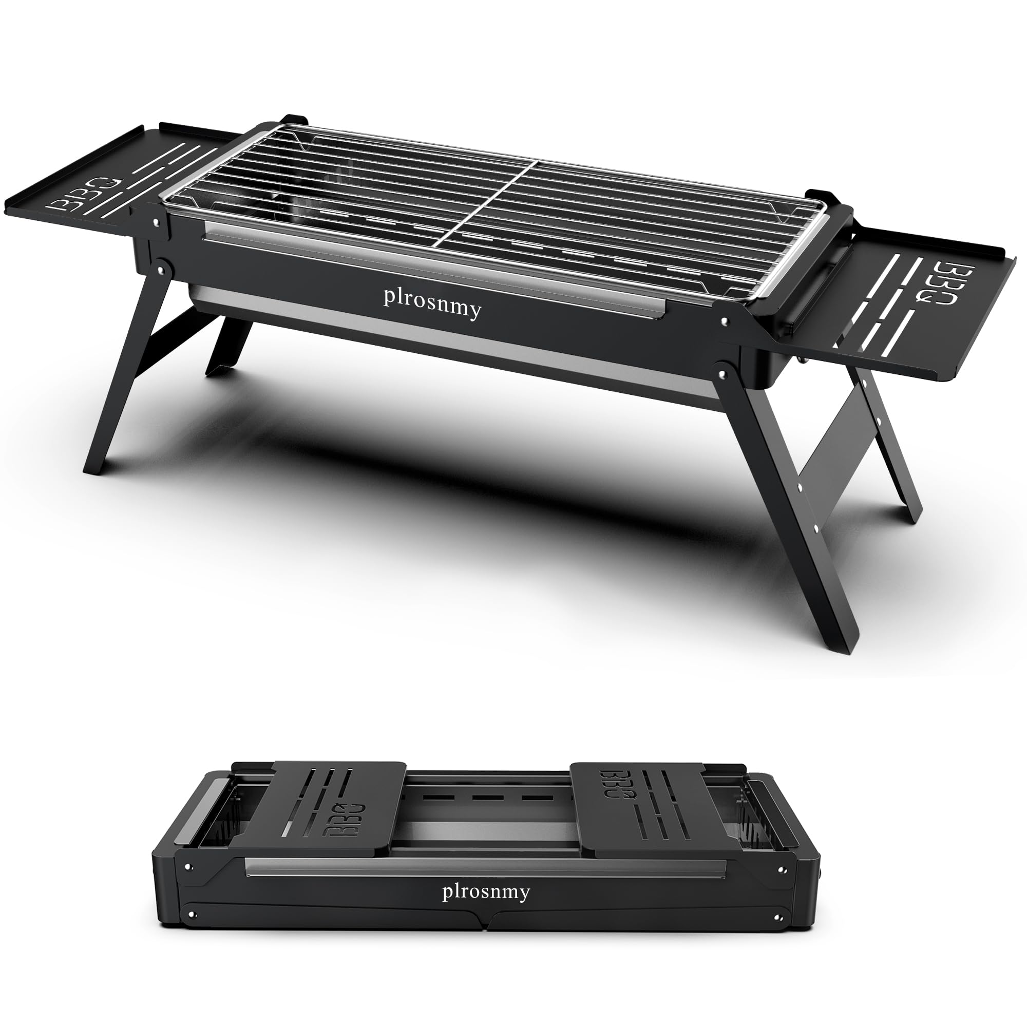 Portable Charcoal Foldable Grill, Small Grills Outdoor Cooking for Travel, Camping Smoker BBQ Grill, Stainless Steel Table Top Grill Charcoal for Outdoor Cooking, Camping, Backyard