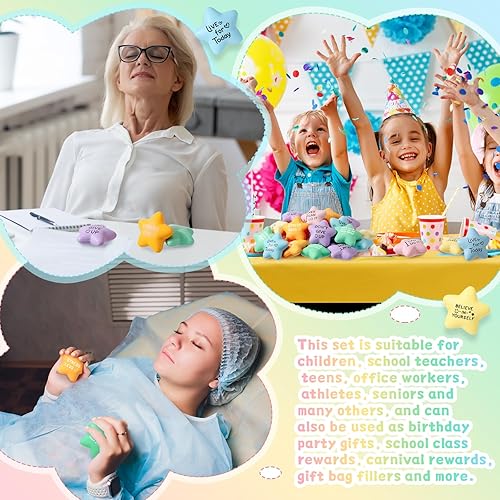 Miniatura 5 de Libima 30 bolas motivacionales para el estrés con forma de estrella para niños y adultos, bola de alivio del estrés de 2.2 pulgadas con citas,