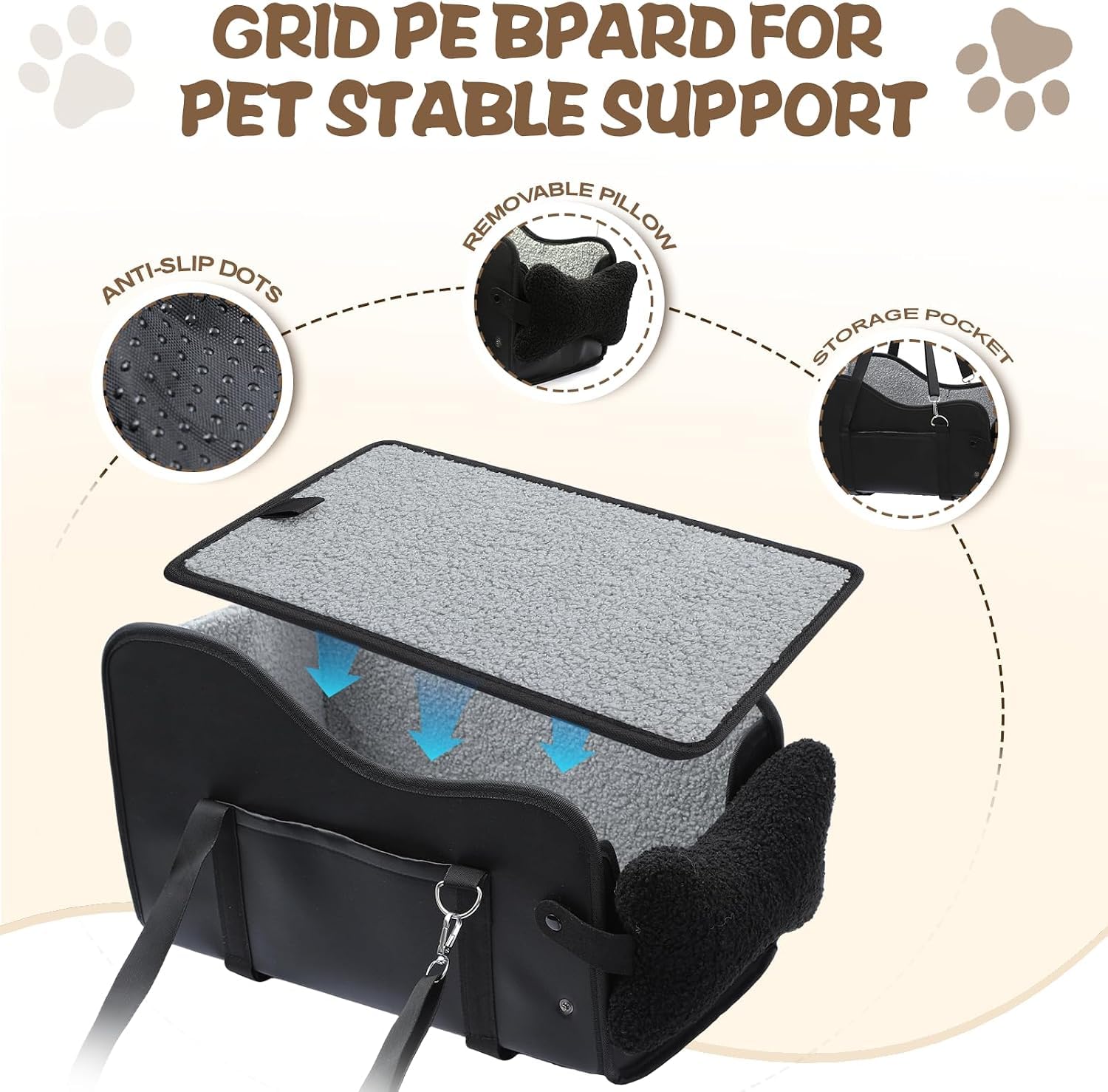 REDCAMP Asiento de coche para perros pequeños, plegable y portátil, color