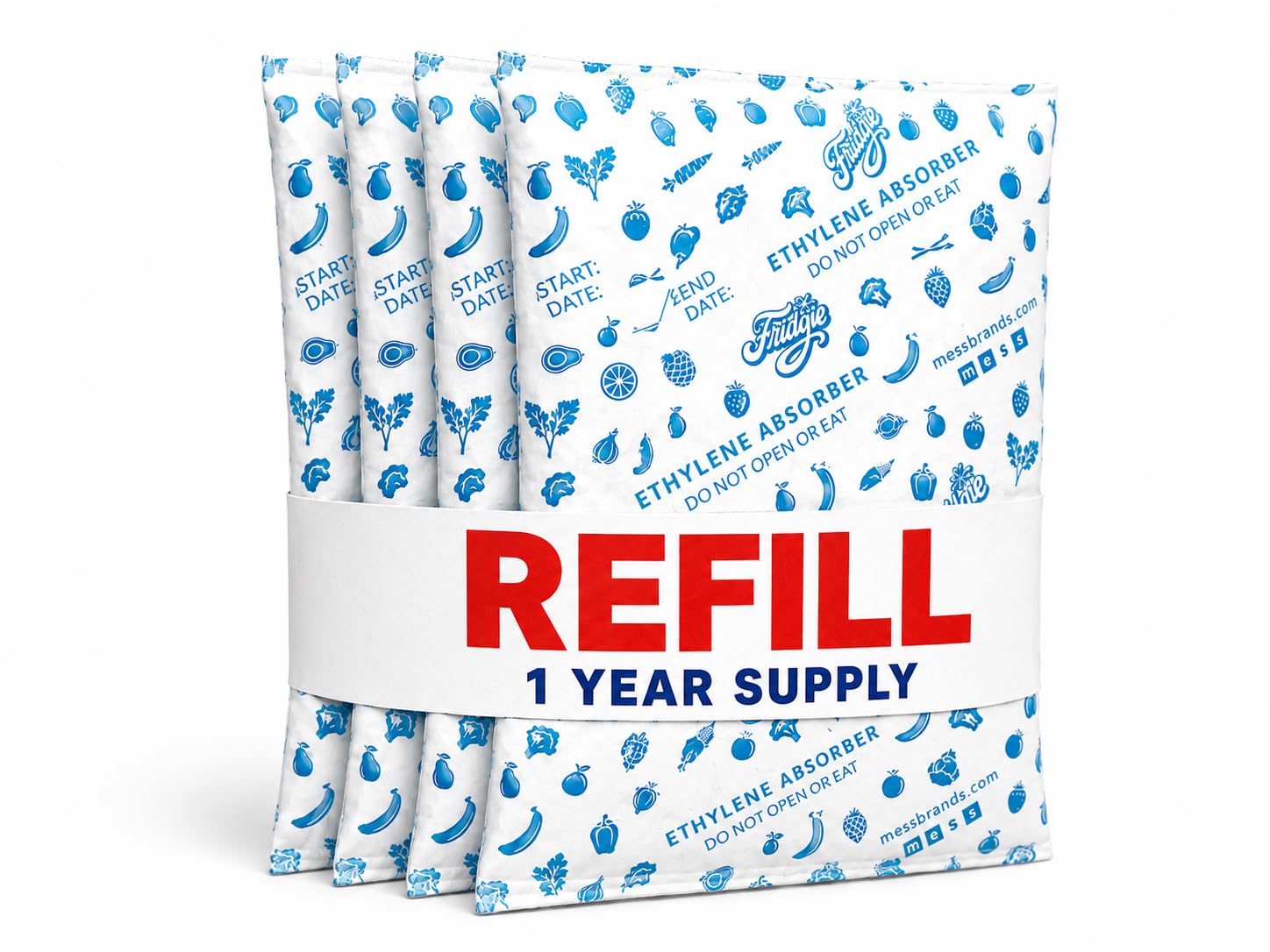 Fridgie Refill Packets 4 Pk - Ethylene Gas Absorber for Fruit and Veg