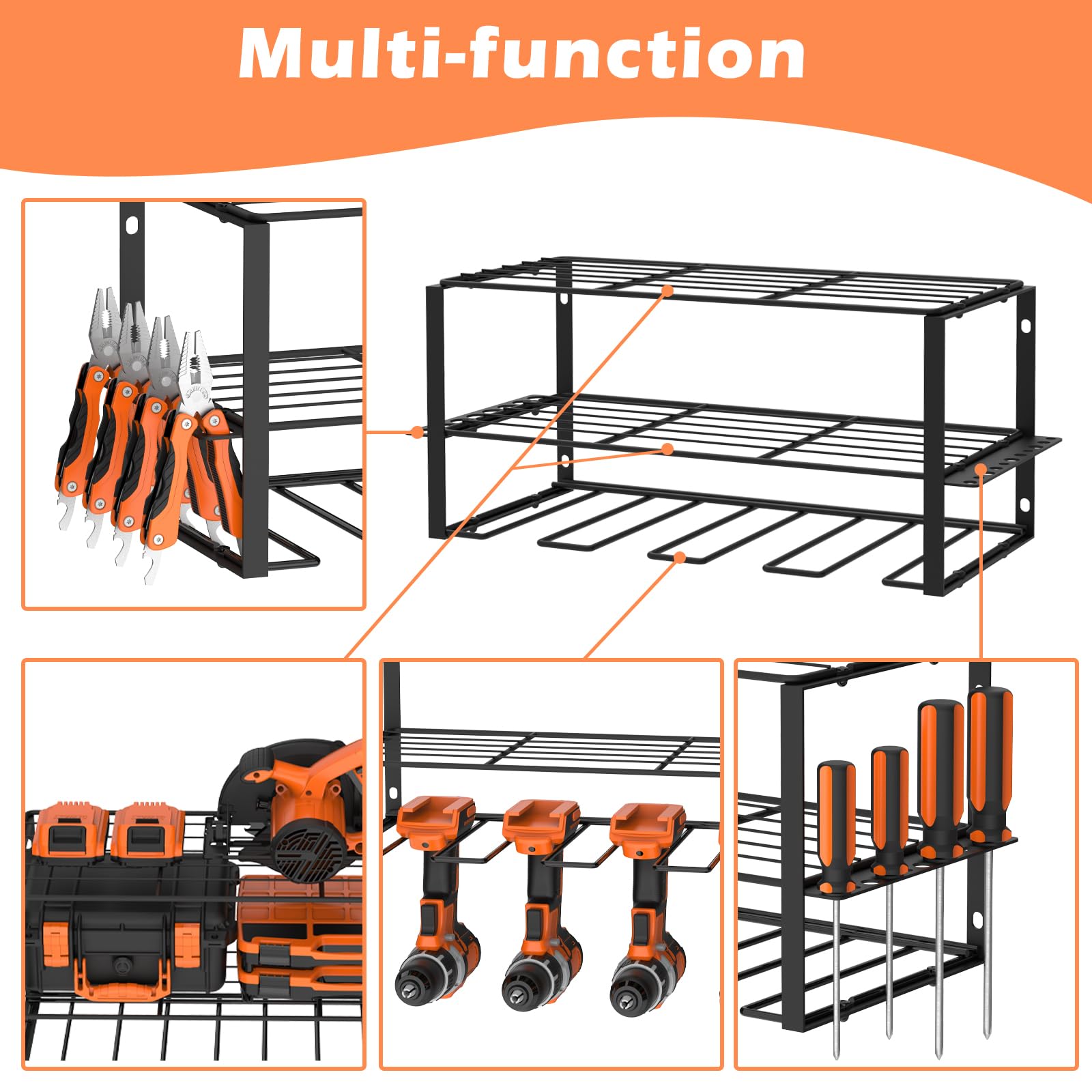 Organizer per utensili elettrici, Organizer Per Attrezzi, supporto da parete per trapano a grande capacità, organizer e portaoggetti per attrezzi, rack per riporre attrezzi per Garage Officina