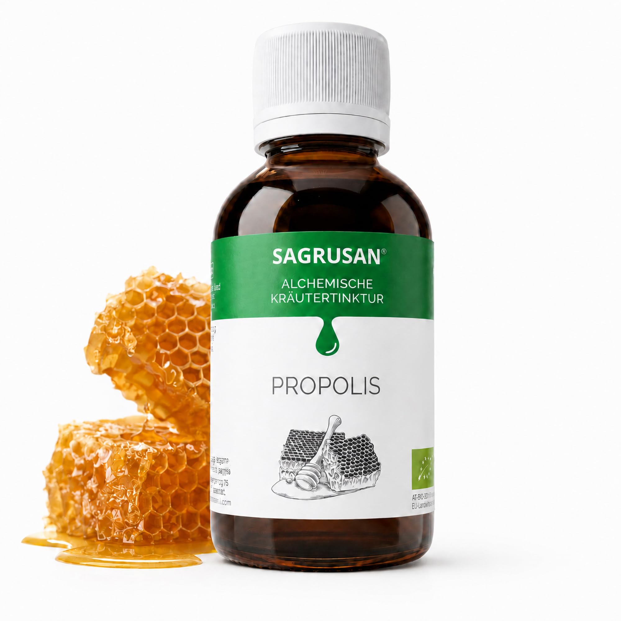 Propolis Tinktur Bio SAGRUSAN 100 ml – Bio Propolis Extrakt vegan aus biologischer Imkerei, alkoholischer Propolis Auszug naturreine Propolis Tropfen im Braunglas aus Österreich | 10 Jahre MHD