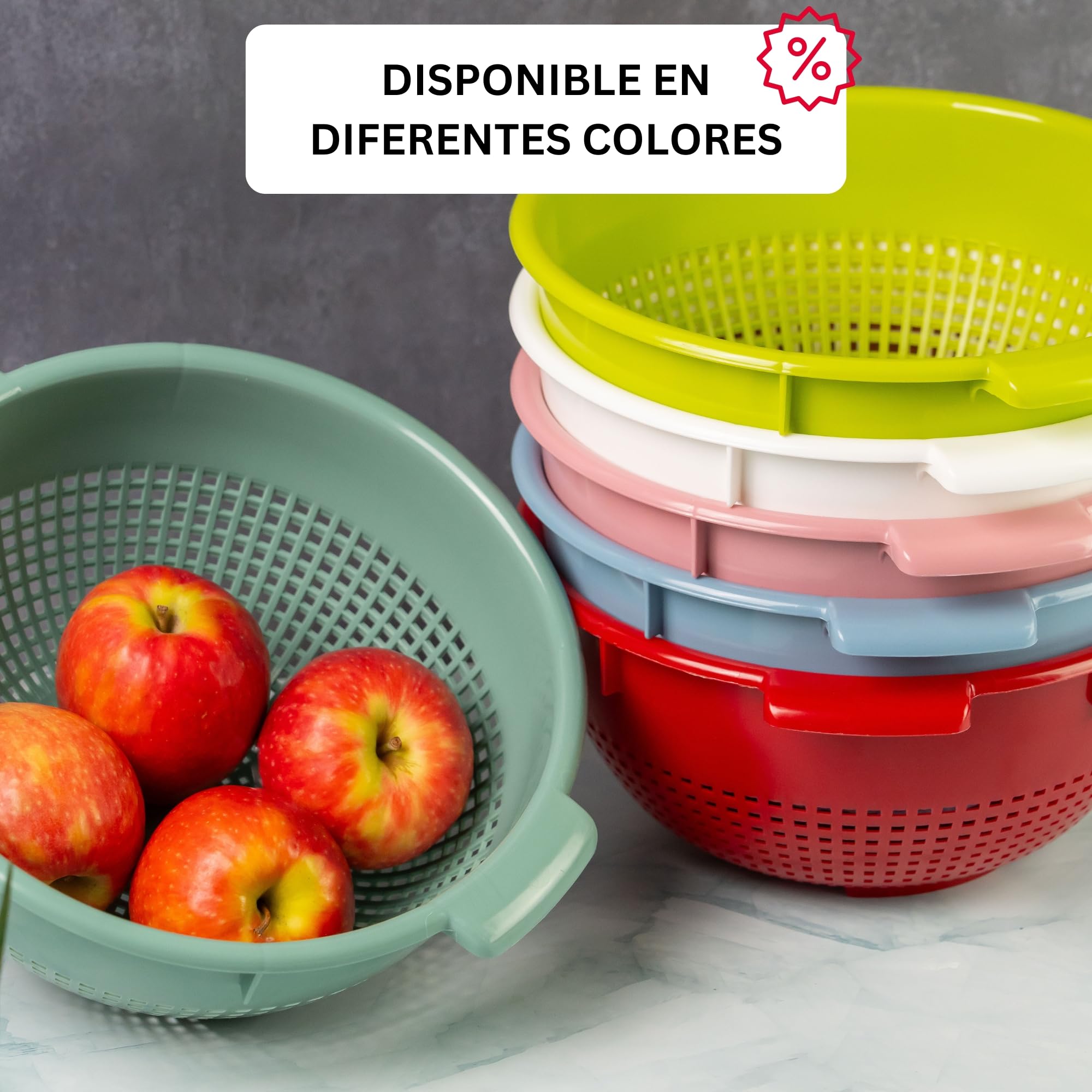 Westmark Colador con asas y apoyos superiores, Plástico, Rojo, 2126221R