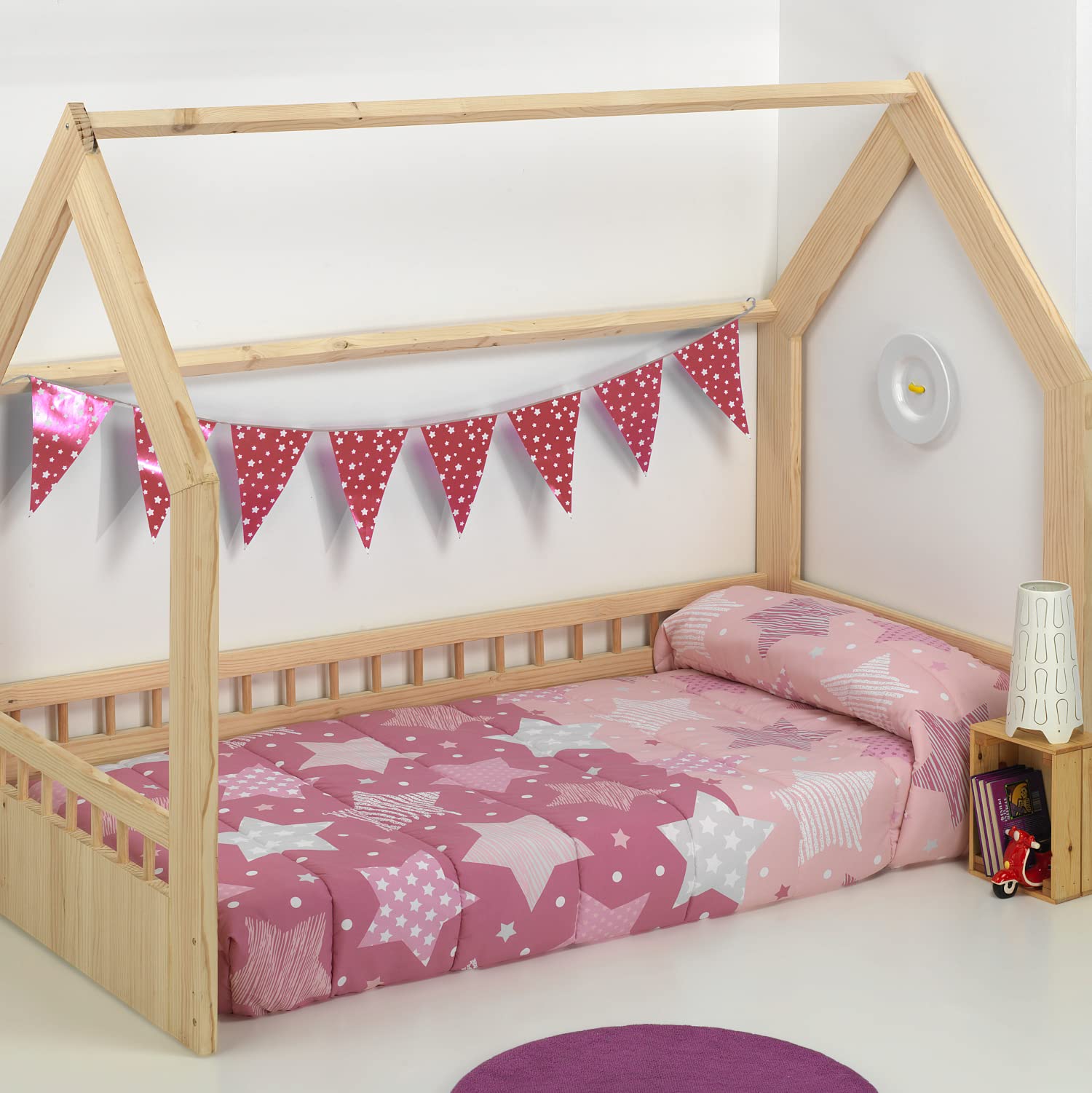 TEXTILONLINE Edredón Ajustable Srats (Cama 105 cms., Rosa)