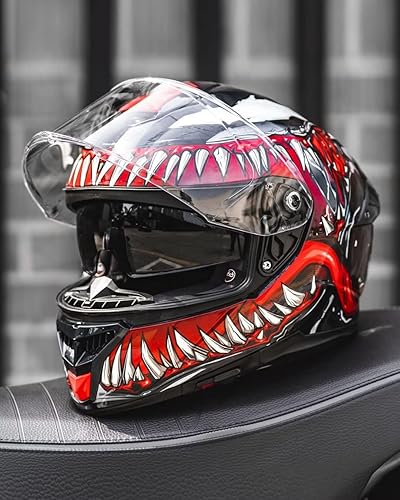 Miniatura 9 de ILM Casco de motocicleta de cara completa de doble visera con ala trasera, compatible con Pinlock, casco de motocicleta de calle DOT para hombres y