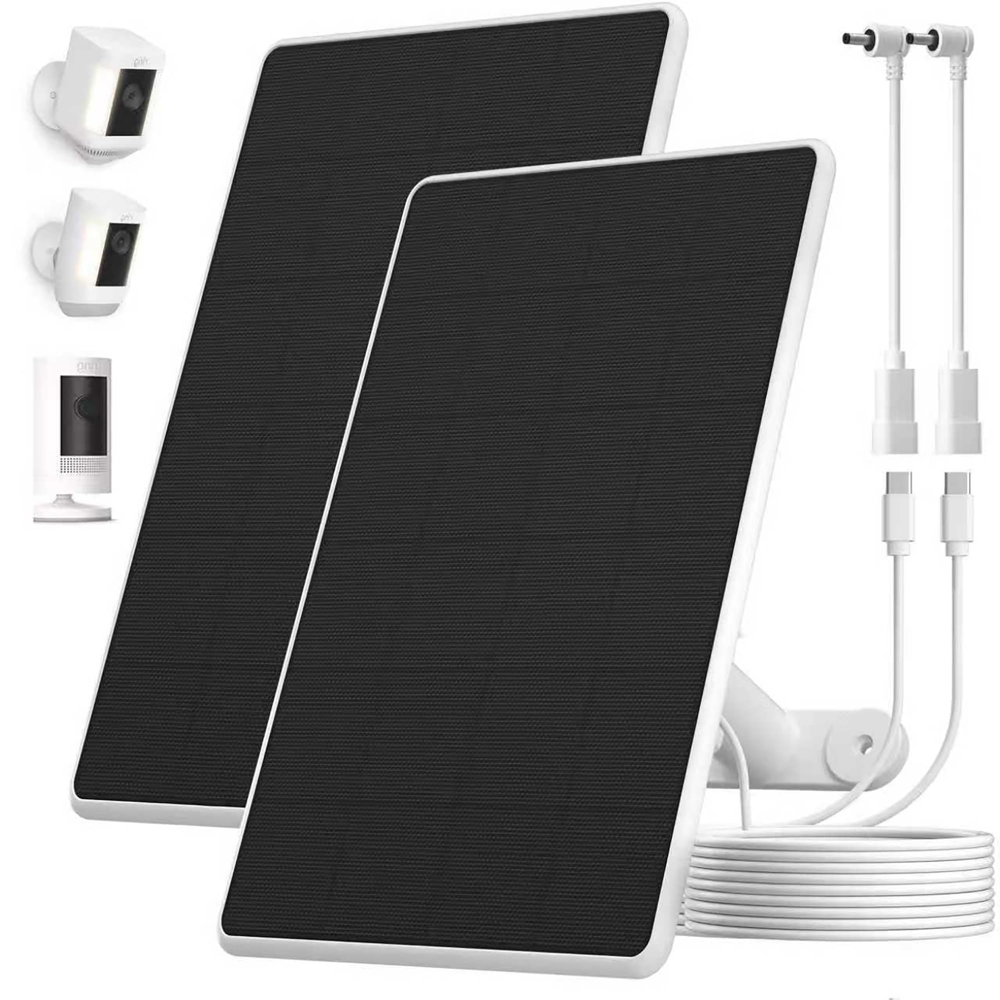 Solar Panel for Ring Camera,6W Solar Charger for Ring Stick Up Cam&All-New Spotlight Cam Outdoor Wireless (Battery),Fast Charging,Adjustable Mount,10ft/3m Cable,USB-C to Barrel Plug Adapter(2 Pack)-image-34
