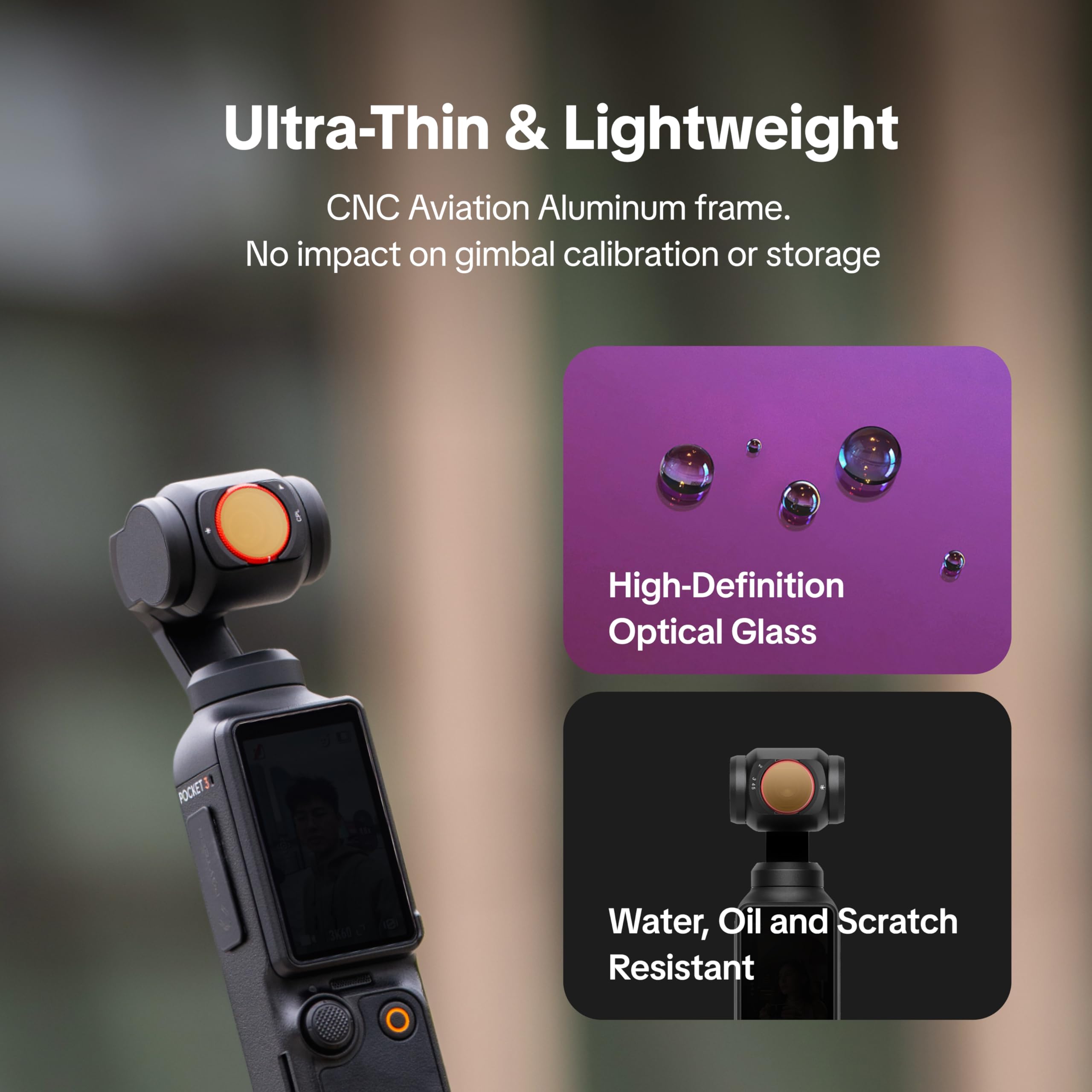 PGYTECH Magnetischer Filter für DJI Osmo Pocket 4/Pocket 3 Polfilter | 3 in 1 CPL+VND+Black Mist 1/4 Zirkularer Polarisationsfilter, Professionelles Optischem Glas, Wasserdicht Kratzfest Zubehör