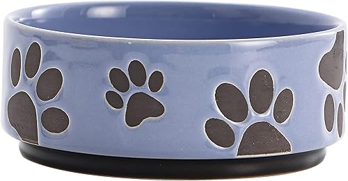 Bico Paw Blue - Cuenco de cerámica para mascotas de 14 onzas, para perros de tamaño pequeño, cachorro, duradero y apto para lavavajillas