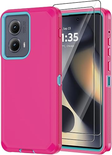 Annymall for Motorola Moto Edge 5G 2024 Case with 2X Screen Protector, Heavy Dut