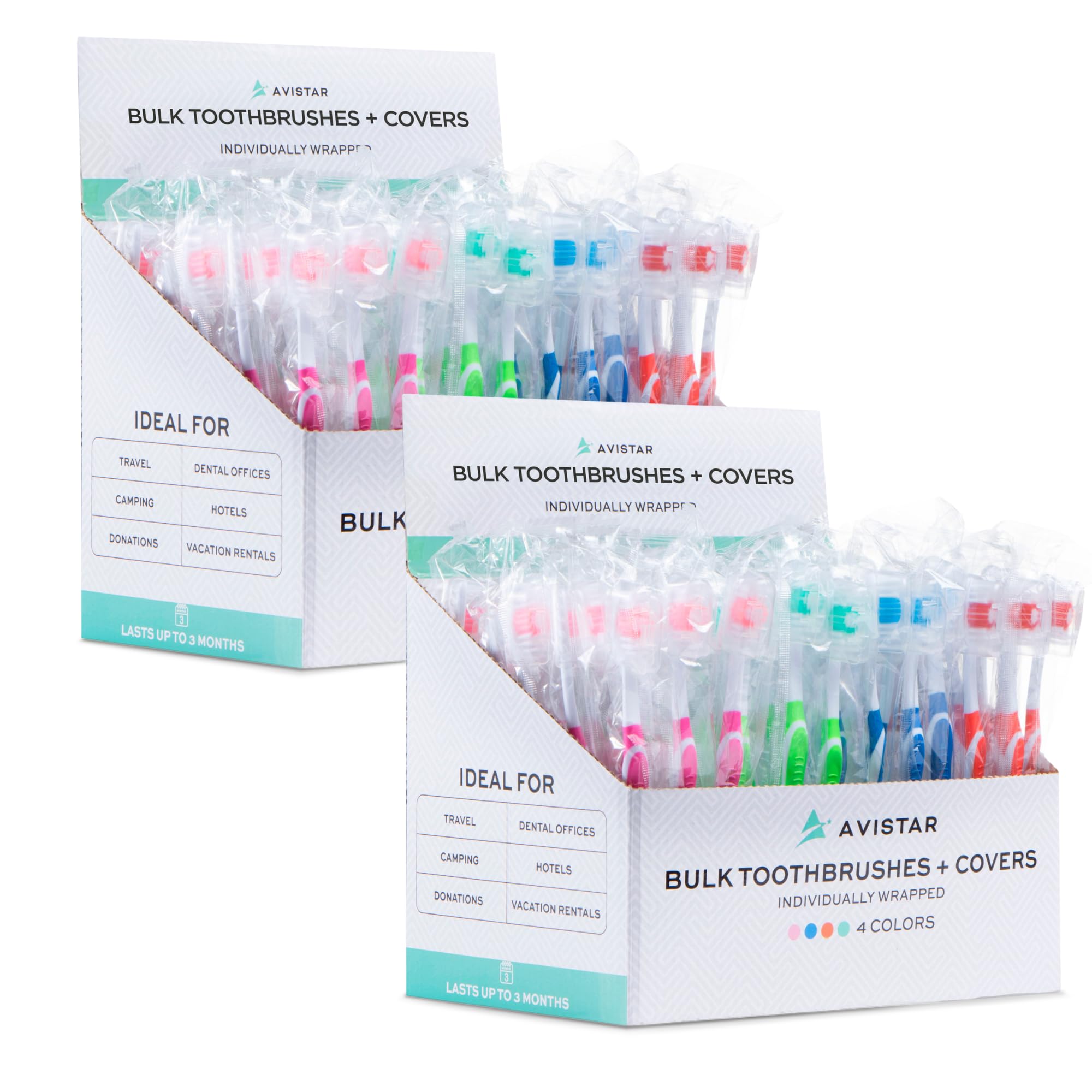 208 Pack Bulk Toothbrushes w/Cover Caps, Individually Wrapped Disposable Travel Toothbrush, Value Size, Long Lasting 3+ Months, Med-Soft Manual Teeth