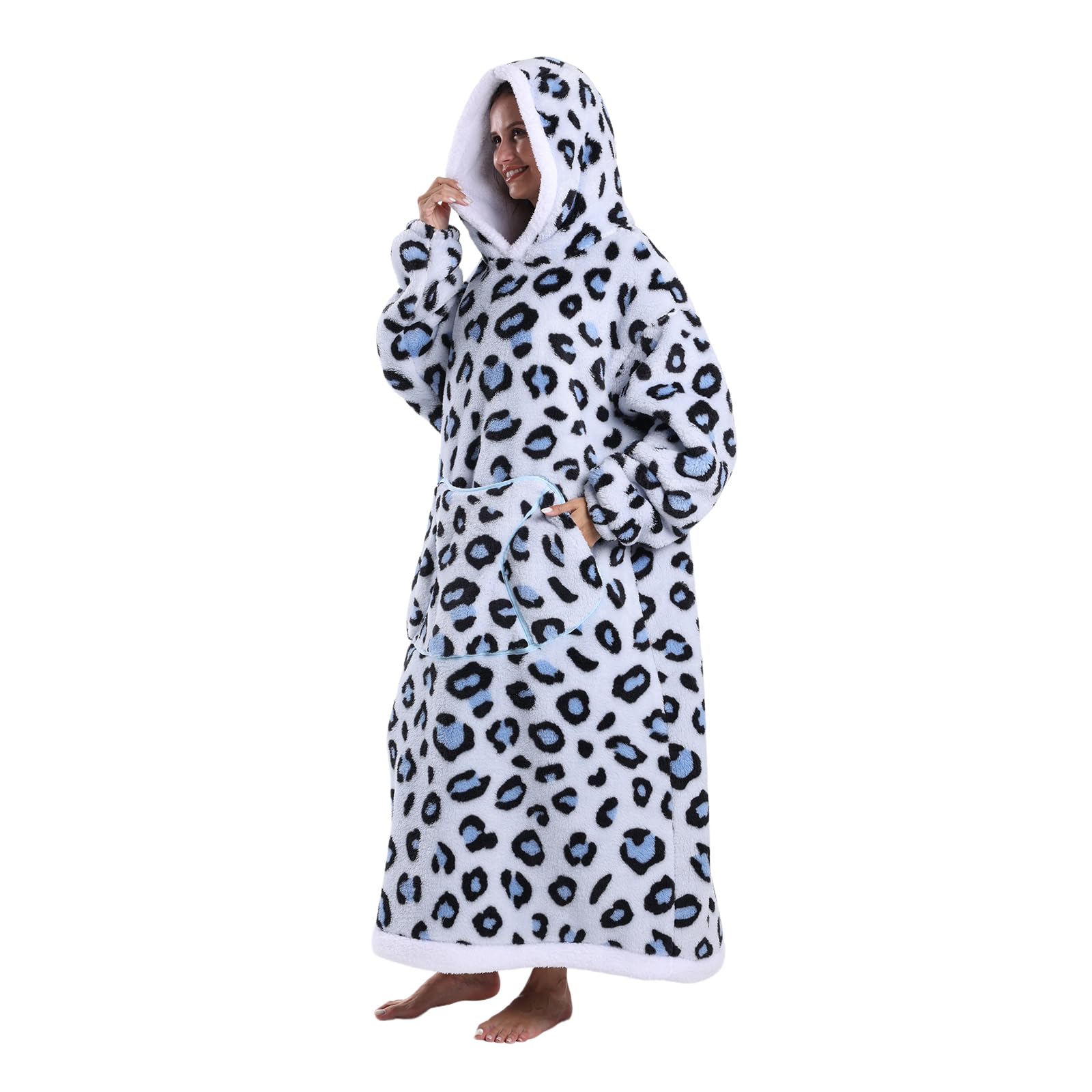 Ultra Weiche Hoodie Decke mit Ärmeln Warme Flanell Decke zum Anziehen für Zuhause Sofa und Bett, Kuscheldecke mit Kapuze