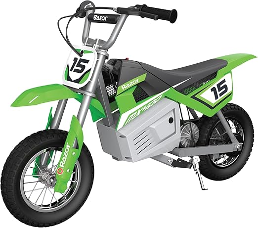 Razor MX400 Dirt Rocket – 14 MPH (22 KMH) Off-Road Electric Dirt Bike, High-Torque Motor, 30 Min Ride Time, Adjustable Handlebars, Ages 13+, Green