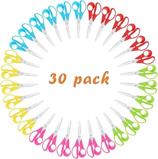 Uaugulft 5” Kid Scissors, Safety Child Scissors with Stainless Steel Blunt Tip Blades and Ergonomic Handle, Great for School and Classrooms, Multiple Colors, 30 Pack