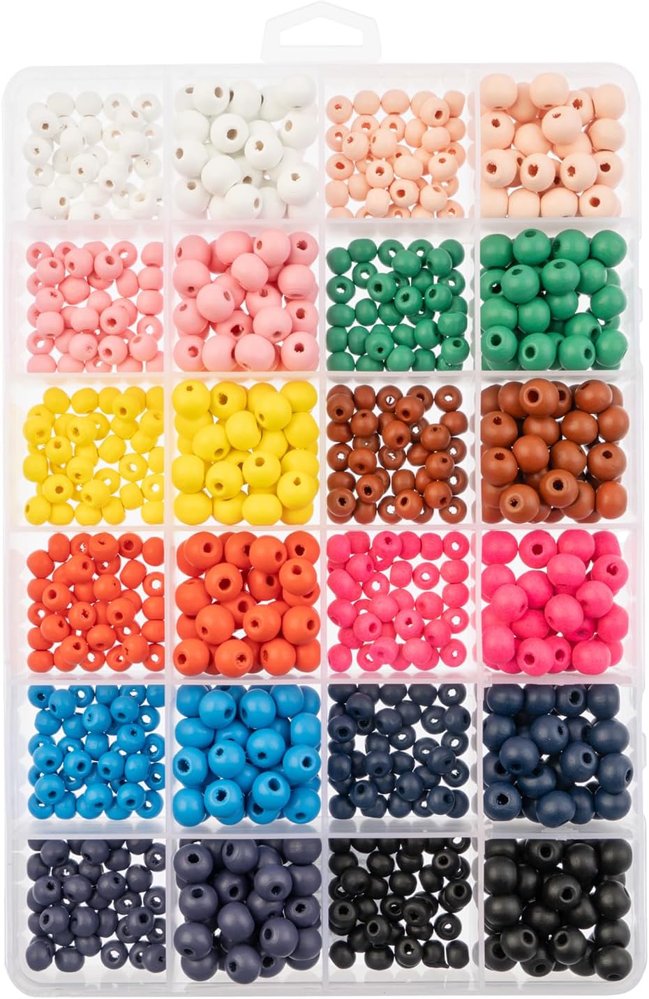 John Bead 840pcs 6mm 8mm Assorted Colors Wood Beads, Colorful Round Wooden Bead for DIY Crafts Jewelry Making Bead Box