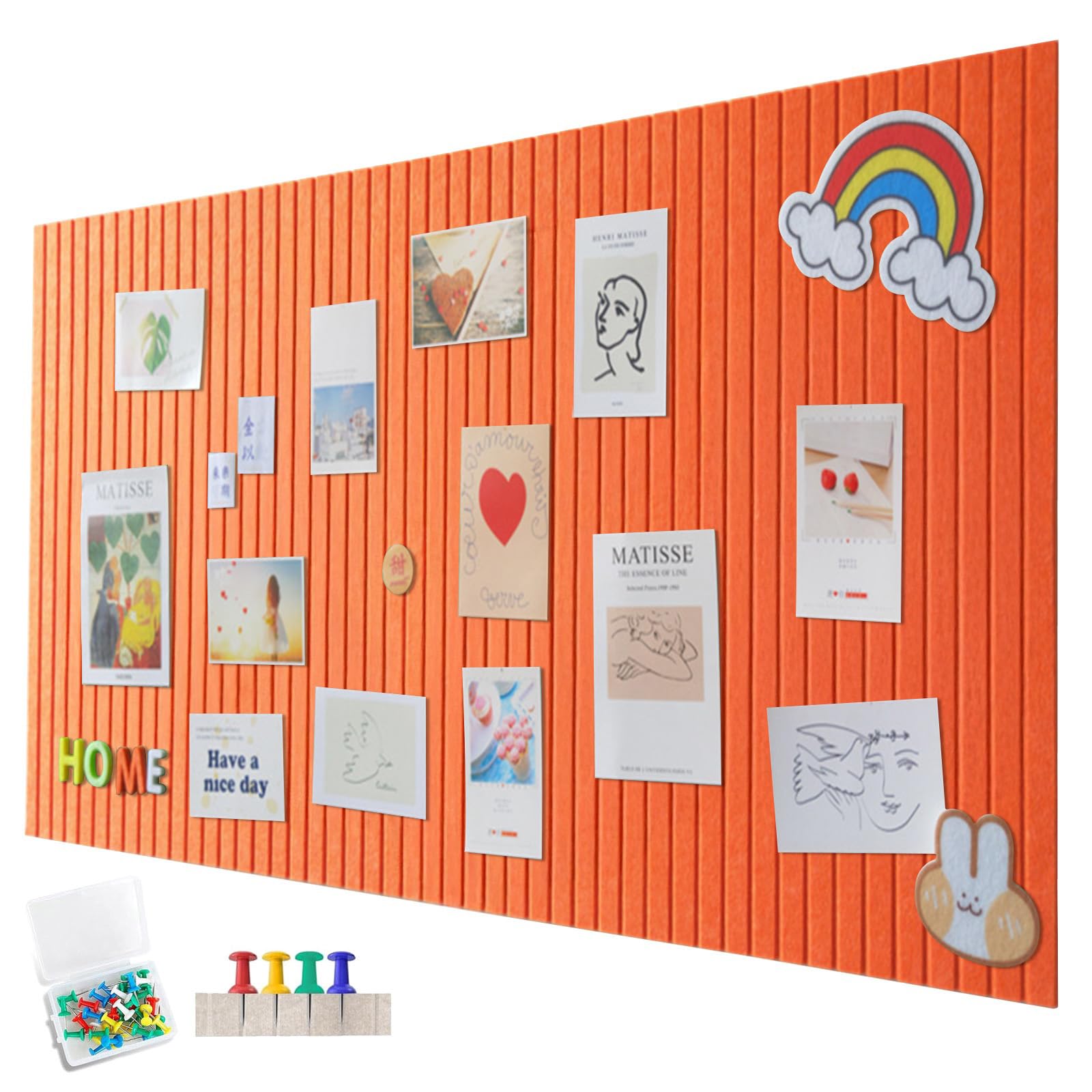 60 x 40 cm Felt Board, Large Felt Notice Board, Self-Adhesive, Decorative Felt Notice Board, 0.9 cm Thick, Foldable Photo Board, Memo Boards, Bulletin Board, Wall Decoration for Office, Kitchen, Honey