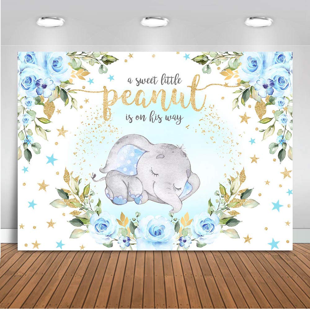 Buy Moca Baby Boy Elephant Baby Shower Backdrop Blue Floral Sweet