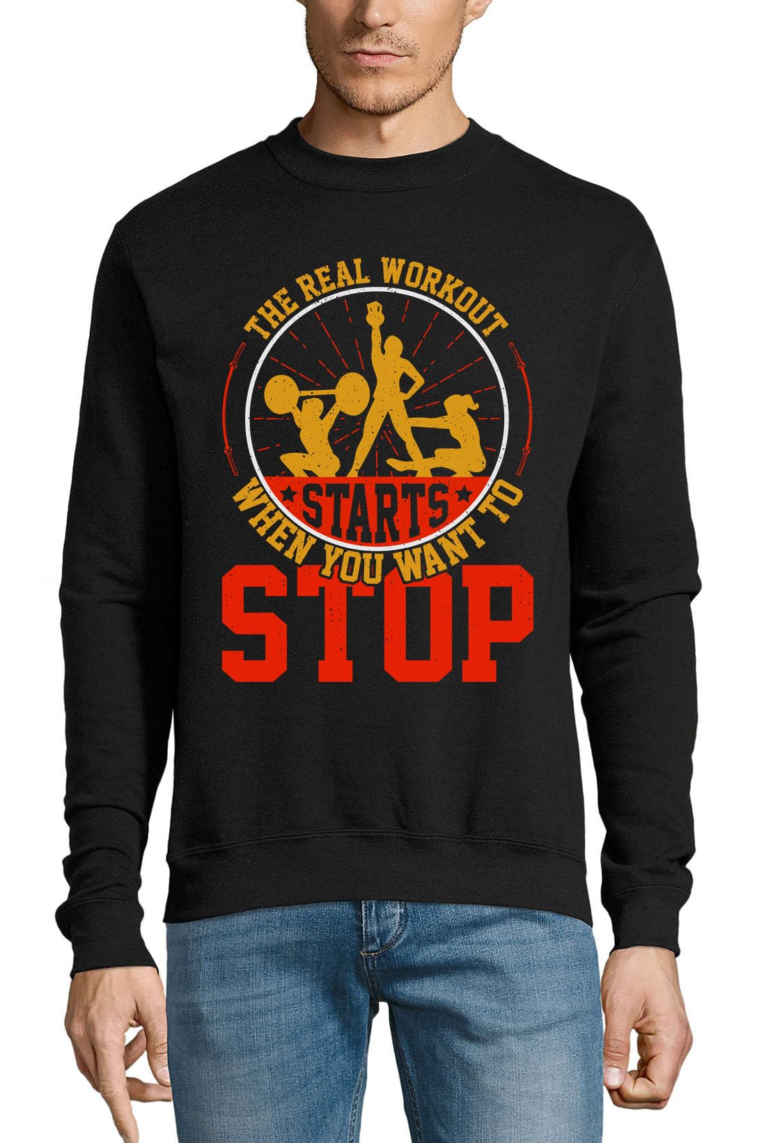 Pull en coton noir respirant et résistant The Real Workout - 3
