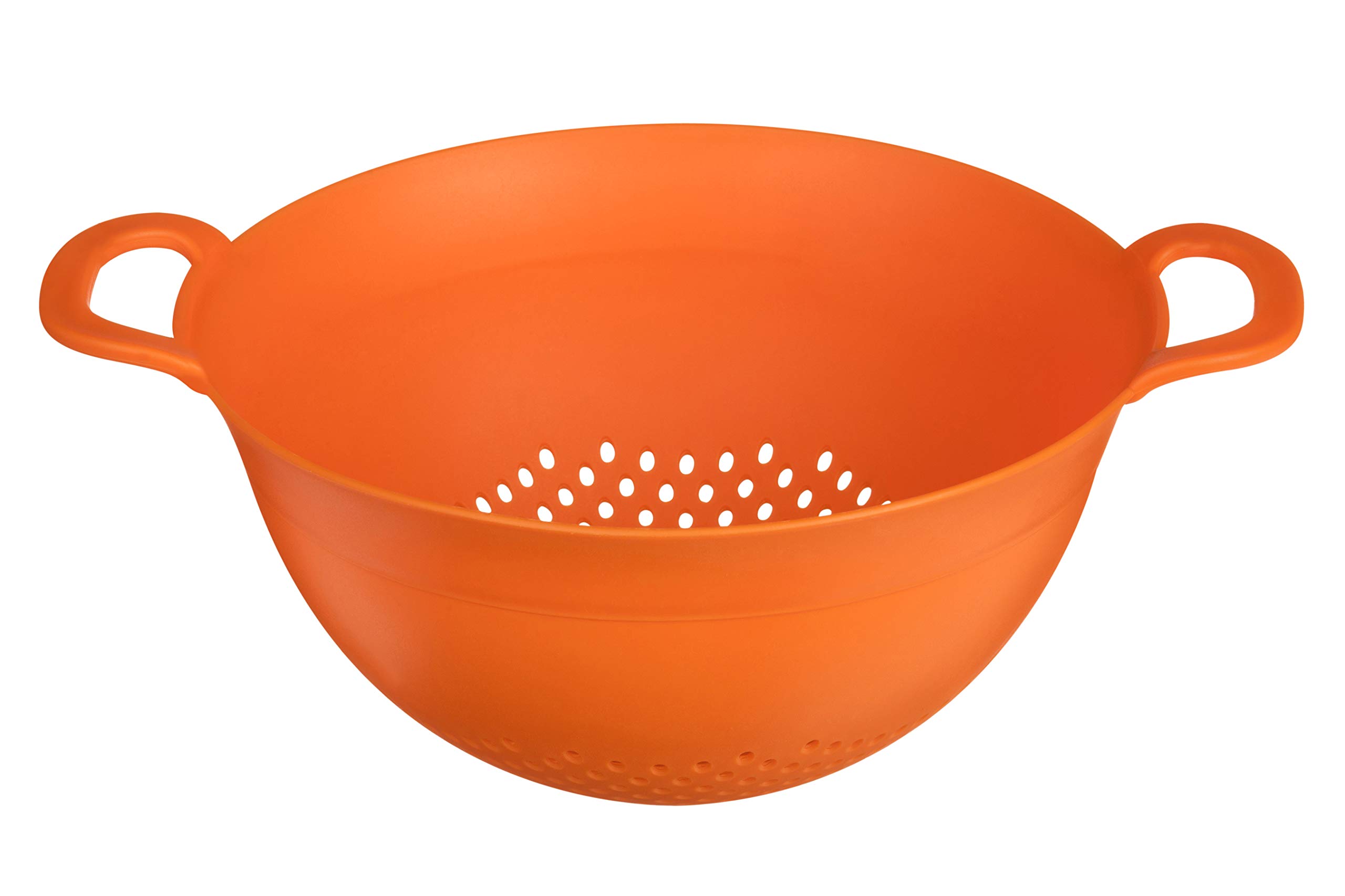 Premier Housewares Orange Plastic Large Colander Strainer With Holes Ideal For Washing And Draining Vegetables Pasta Food Strainer With Handles Perfect For Daily Use 26 x 14 x 44