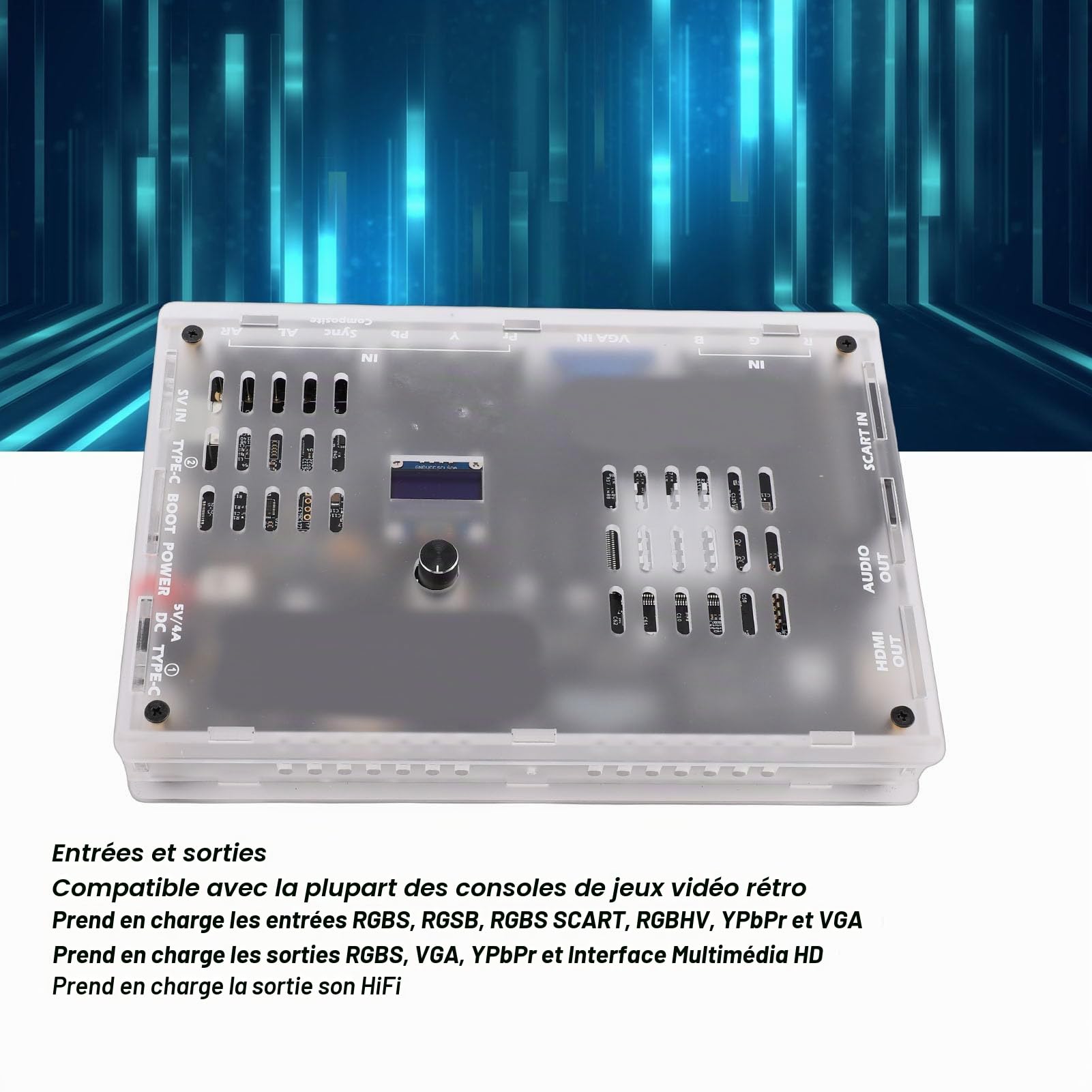 Annadue Convertisseur Vidéo GBSC, 1080P GBSC RGBS VGA Péritel vers VGA HDMI HD Interface Multimédia Convertisseur de Signal de Jeu Rétro, Adaptateur de Convertisseur Audio Vidéo de