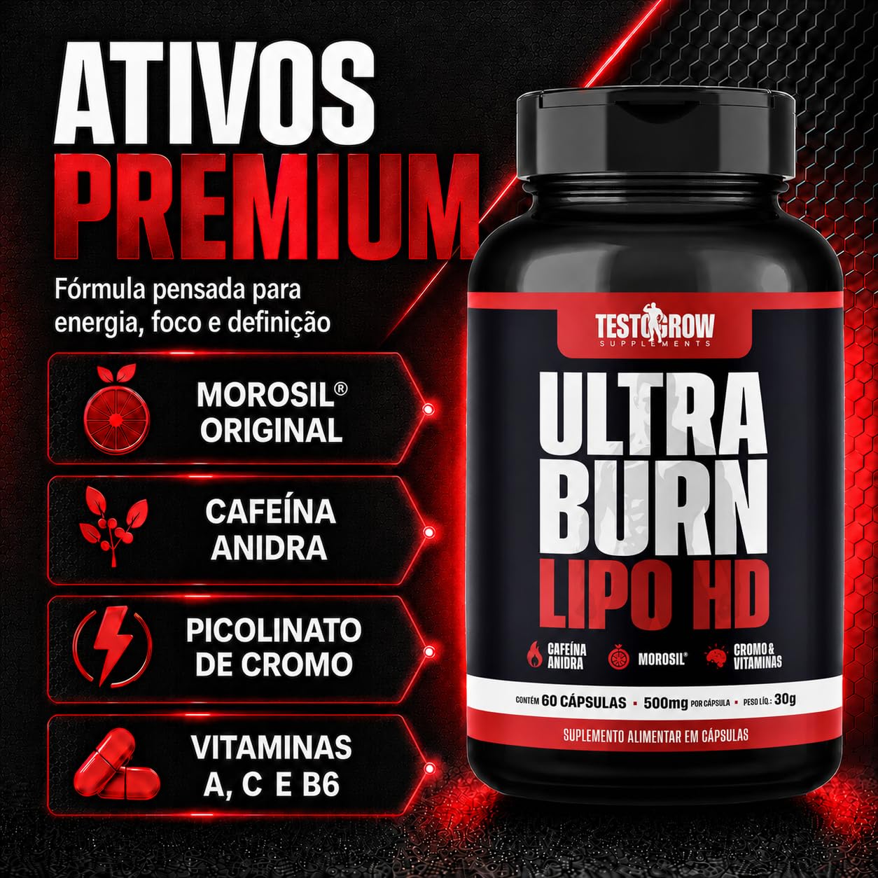 Termogênico Ultra Burn Lipo HD – Morosil® Original + Cafeína