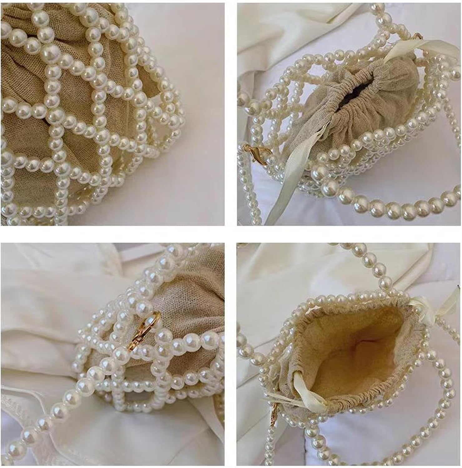 Luxury Pearl Bag Chain Bag Purse Bags, Artificial Pearl Clutch Crossbody Handmade Bags Evening Bags for Party Wedding Bridal Party Travel Prom 59 - Image 5