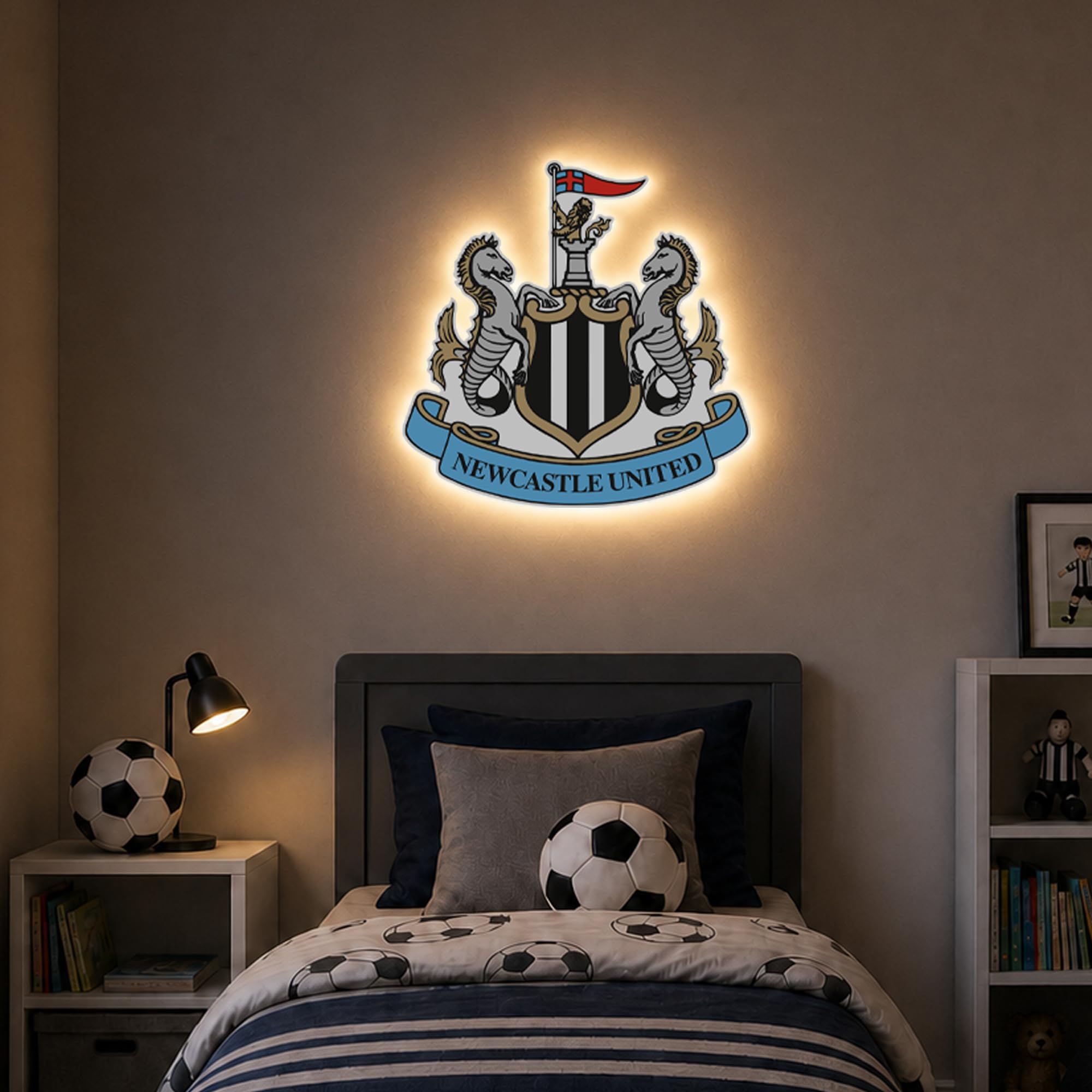 Themed Newcastle United Football Club Crest LED Backlit Wallpop