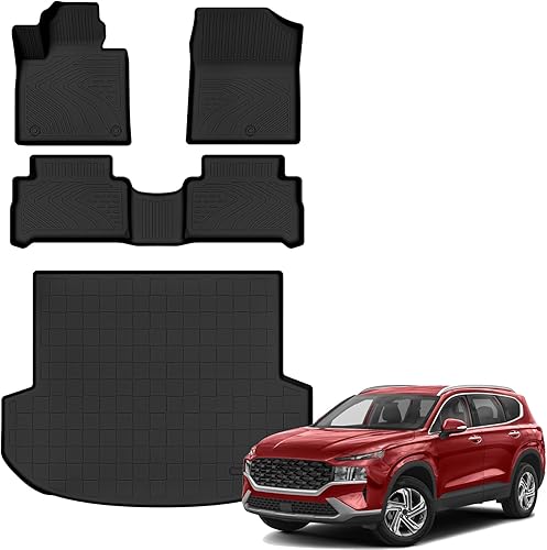 Miniatura 25 de Auxko Alfombrillas para todo tipo de clima, aptas para Hyundai Palisade 7 y 8 asientos 2020-2024 2025, juego de accesorios de goma de elastómero