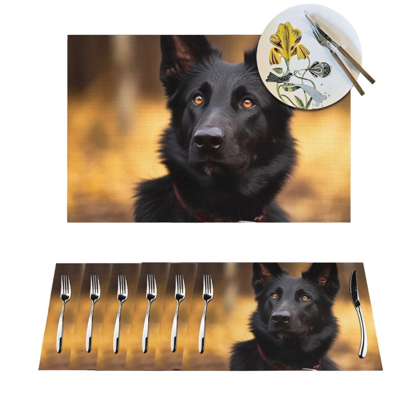 Set de table résistant à la chaleur en PVC motif berger allemand lot de 6 premium