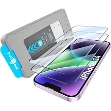 KUZOOM 2 Paket HD  effaf Ekran Koruyucu Kurulum kiti iPhone 14, 9H Sertlik K r lmaz Temperli Cam Filmi Koruyucu Otomatik Konumland rma Kurulum  er evesi ile