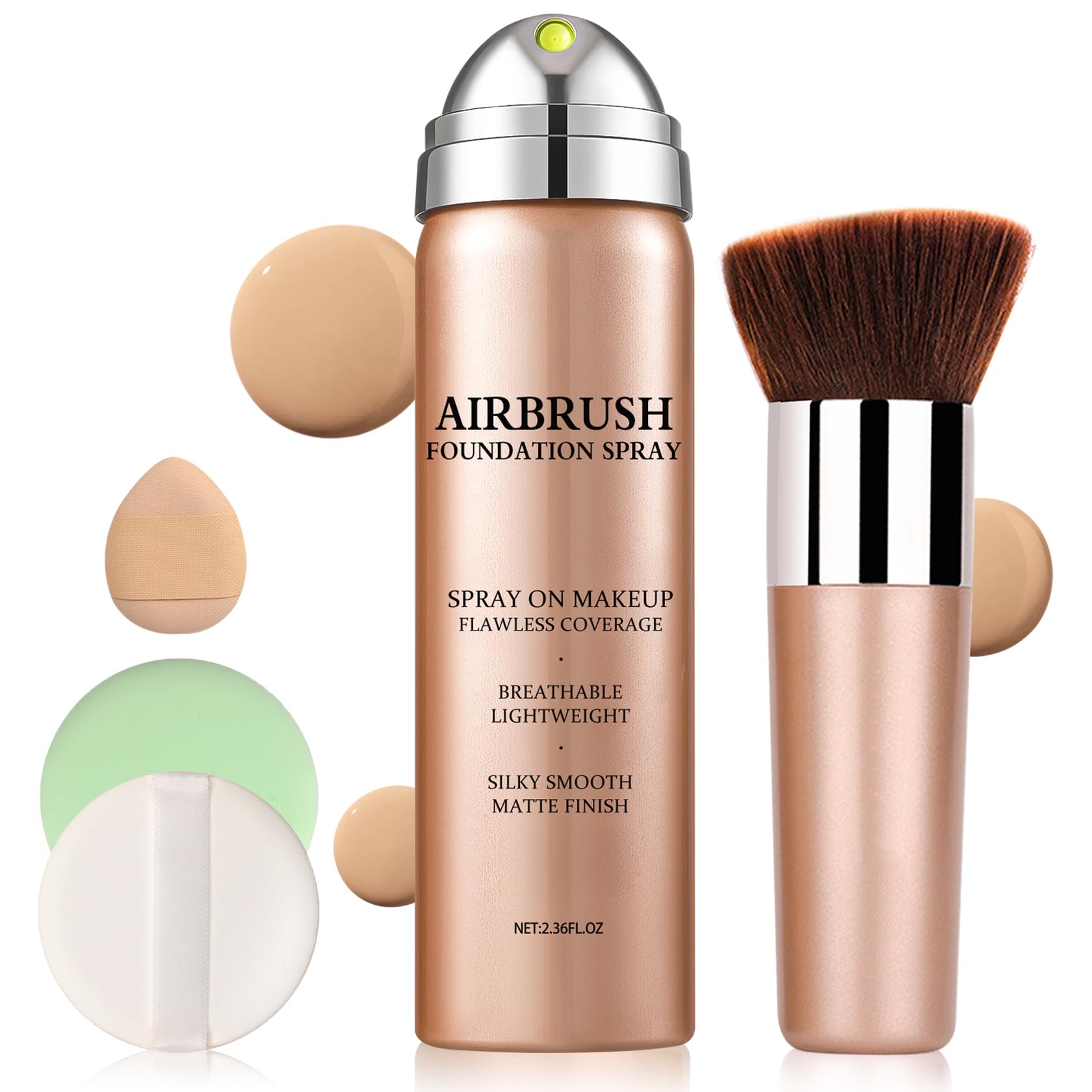 LZXLUKGIR Air Brush Makeup Foundation,Magic Minerals Airbrush Foundation Makeup,Silk Flawless,Buildable Coverage,Moisturizing Formula for Smooth