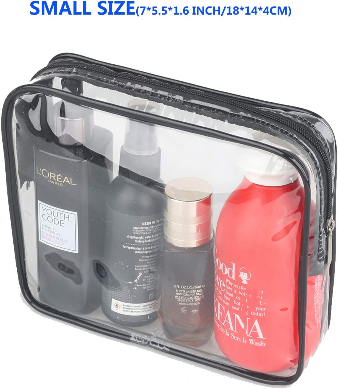 3 Pieces Large Clear Travel Bags for Toiletries, Waterproof Clear Plastic Cosmetic Makeup Bags, Transparent Packing Organizer Storage Bags (Black) : Beauty & Personal Care