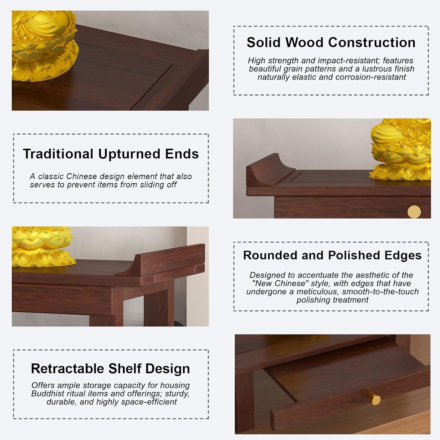 Meditation Altar Table, Meditation Altar Table At Home, Personal Shrine Stand, Suitable for A Wide Range of Religious and Spiritual, Designed for Home Use(Brown-b,50cm/19.7in)