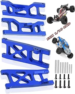 4pcs Aluminum Front Rear Lower Suspension A-Arms Upgrades Part for Ecx 1/10 2WD Ruckus/Axe/Brutus/Circuit/AMP MT/AMP DB/AMP Crush/K&N Torment, Hop-Up Parts,#ECX1018#ECX1019 (Dark Blue)