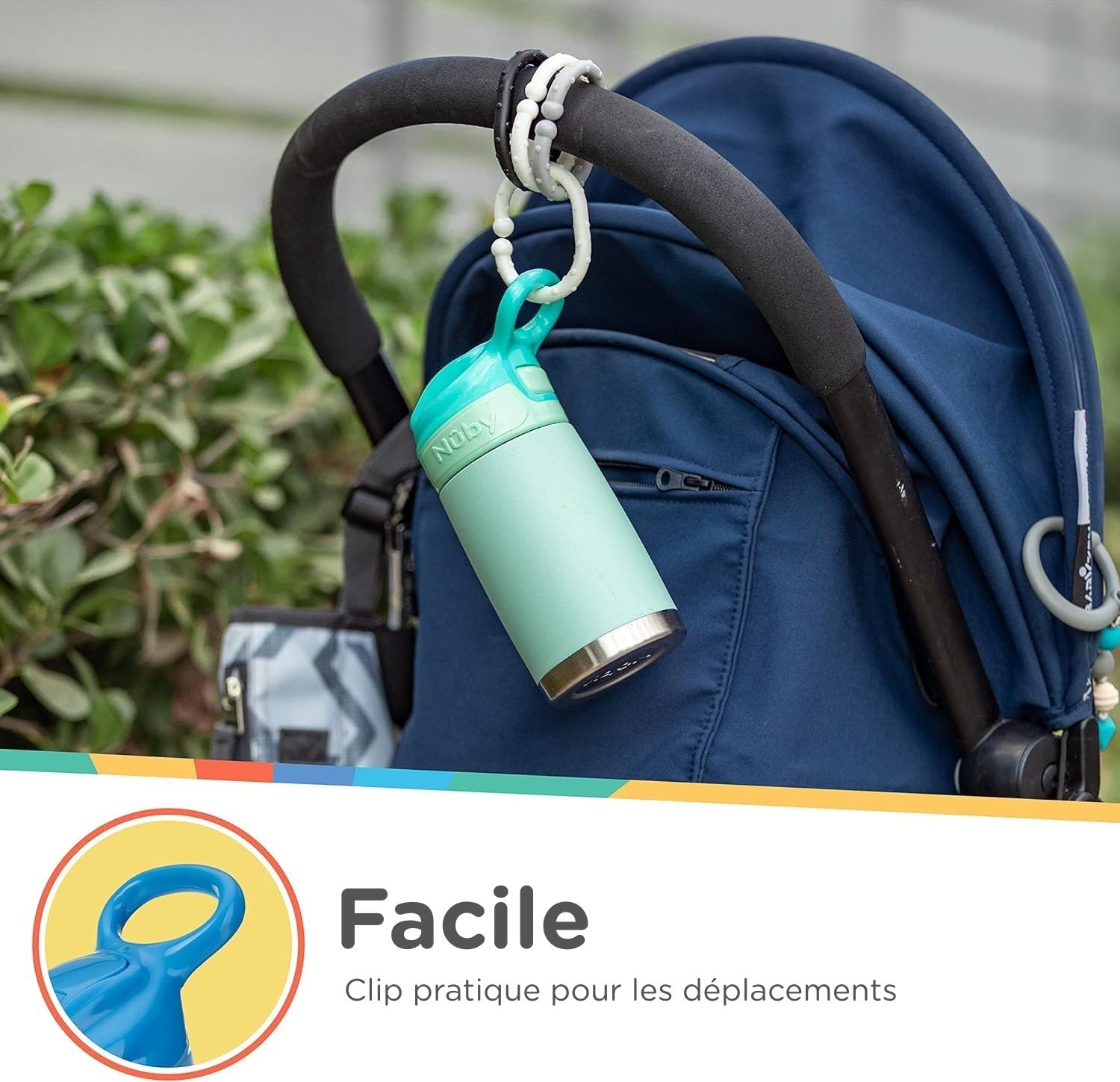 Nuby Gourde Reflex Flip-it Isotherme en Acier Inoxydable Anti-fuites 300ml Bleu +18 Mois