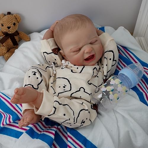 Miniatura 5 de MYREBABY Muñeca realista de bebé Reborn de 17 pulgadas, muñeca de bebé recién nacida, muñecas de bebé recién nacidas, cuerpo de vinilo suave,