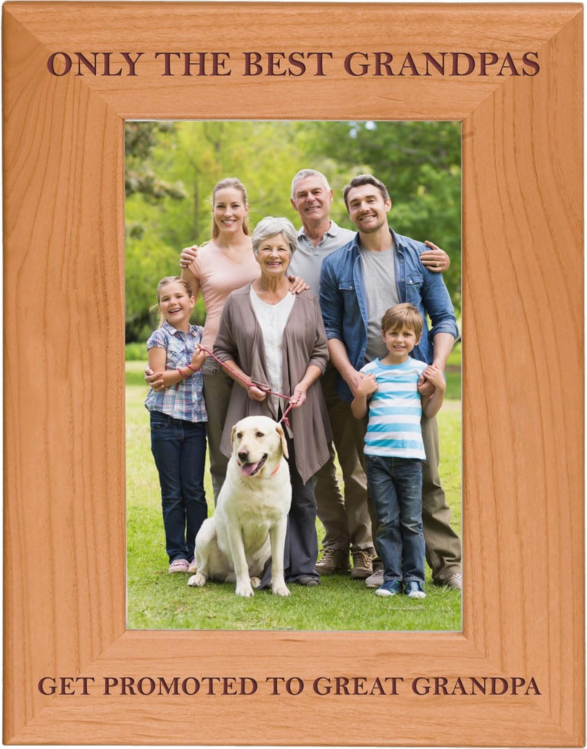 CustomGiftsNow Only The Best Grandpas Get Promoted to Great Grandpa Natural Alder Wood Engraved Tabletop/Hanging Photo Picture Frame (5x7-inch Vertical)