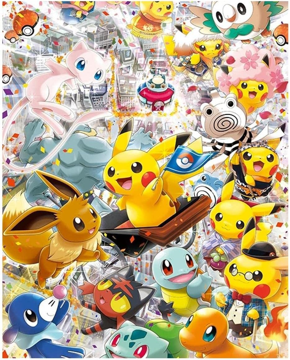 5dダイヤモンドアートキット かわいいポケモン ダイヤモンド刺繍塗装 Diyモザイク結晶工芸品 大人子供向け全面貼り付け円形ダイヤモンド绘画 キャンバス パターン 壁の装飾40 50cmフレームなし Faz Co Zm