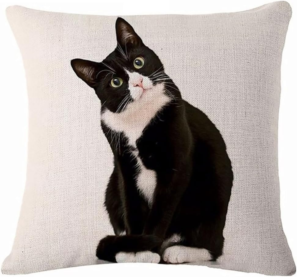 Glareshop Cat Print Linen Pillow Case Cushion Throw Cover Home Sofa Cafe Decor