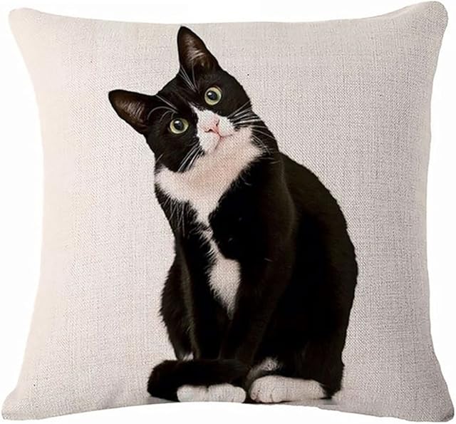 Glareshop Cat Print Linen Pillow Case Cushion Throw Cover Home Sofa Cafe Decor