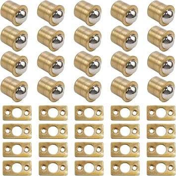 Brass Ball Catch with Strike Plate 9.5mm Bottom Dia Door Catch -20pcs | Cabinet Ball Catch Latch Closures