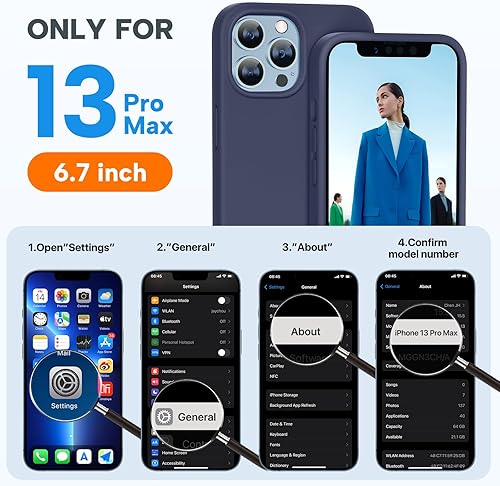 Miniatura 2 de Miracase Funda diseñada para iPhone 13 Pro Max con protector de pantalla, forro de microfibra suave antiarañazos, funda de goma de silicona líquida