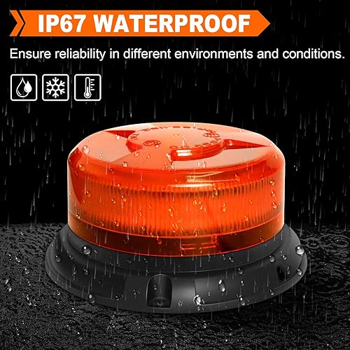 Miniatura 9 de Luz LED de advertencia, luz LED giratoria de 12 V-24 V, luz de advertencia amarilla con magnético y 9 modos para coche, carretilla elevadora,