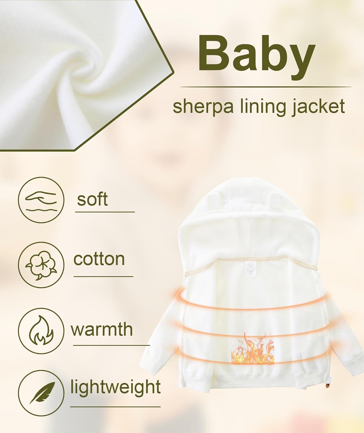 Baby Girls Boys Warm Adorable Hooded Zip Coat for Fall Spring Outerwear 3-24M Kids Jacket - Image 3