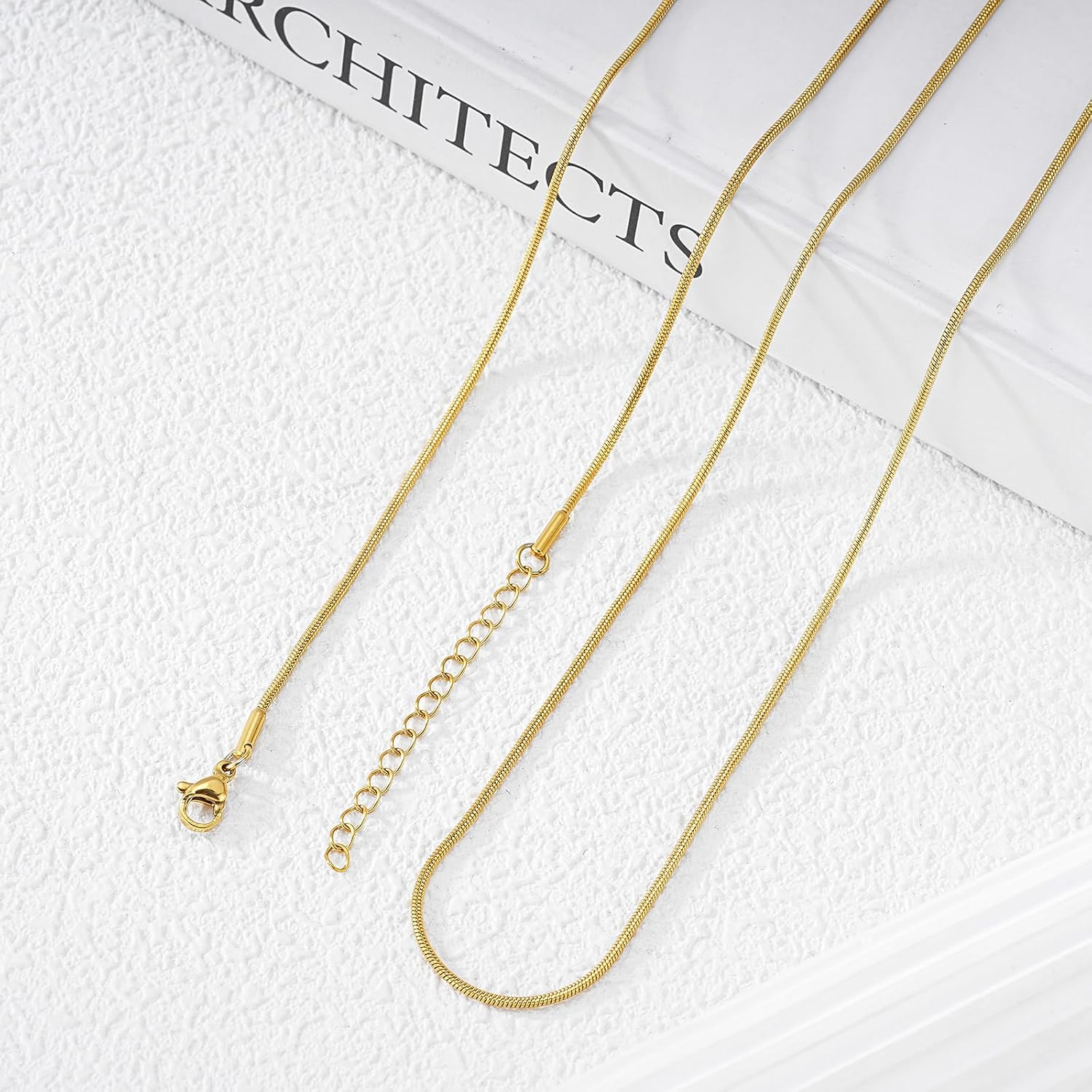 12 Pack Snake Chain Necklace Bulk Gold Plated Stainless Steel Necklace Chain for DIY Jewelry Making - Image 4