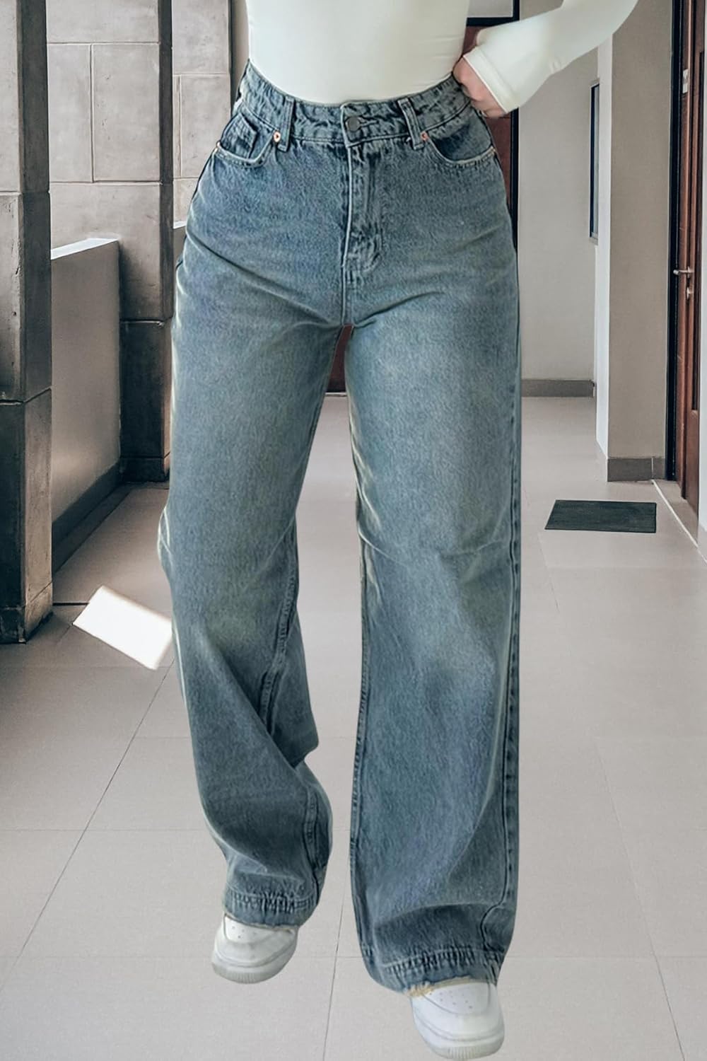 FairBeauty Women's Straight Leg High Waist Baggy Denim Jeans Loose Boyfriend Casual Stretchy Jeans - Image 3