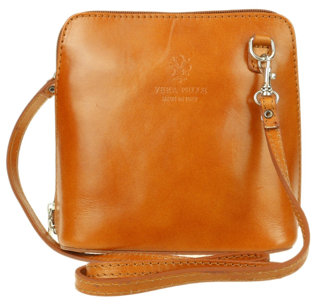 Girly Handbags Women's Light Tan Genuine Leather Rigid Cross Body Shoulder Bag Real Italian