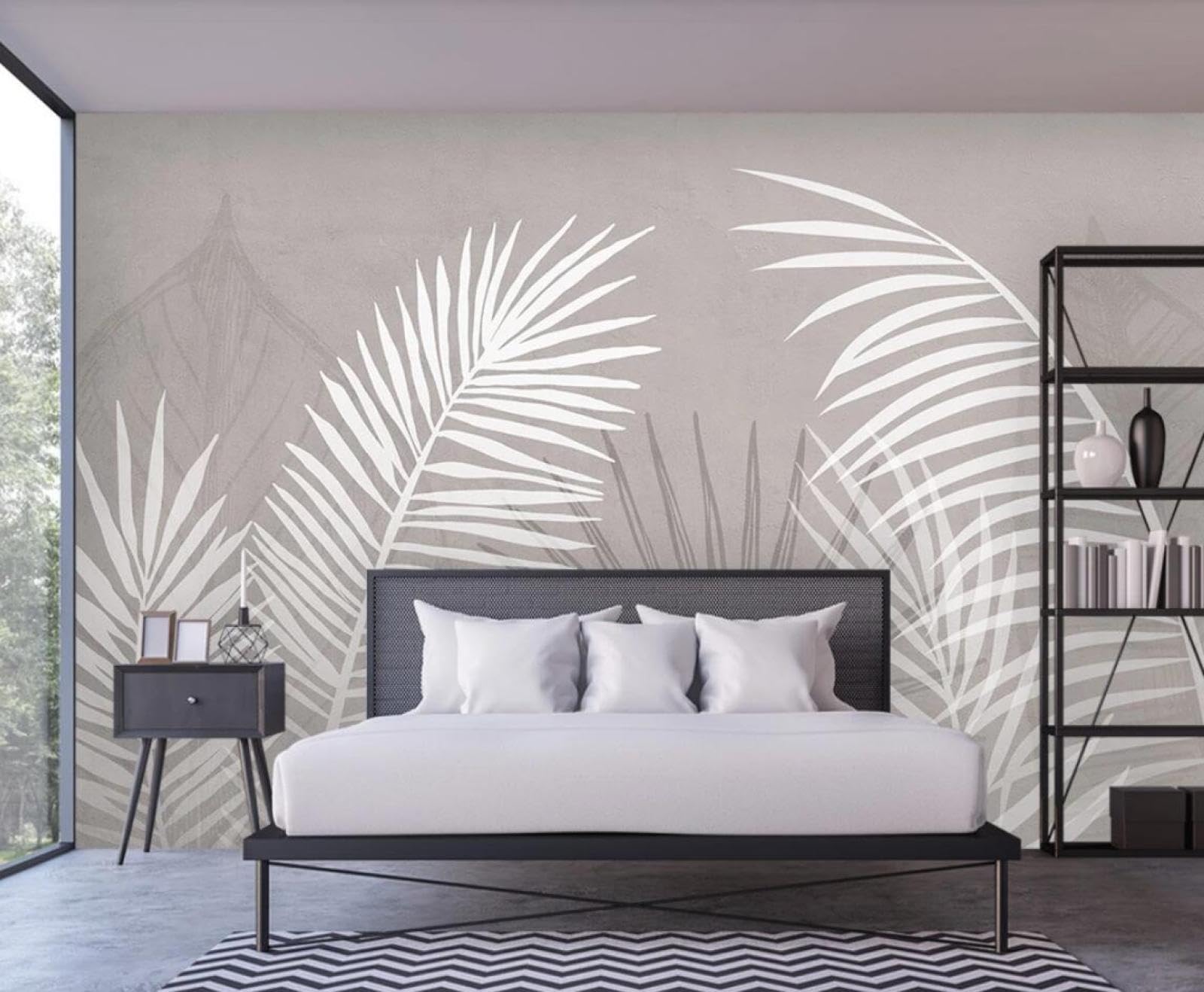 Papier peint panoramique feuilles tropicales 3D 430x300cm pour décorer le salon