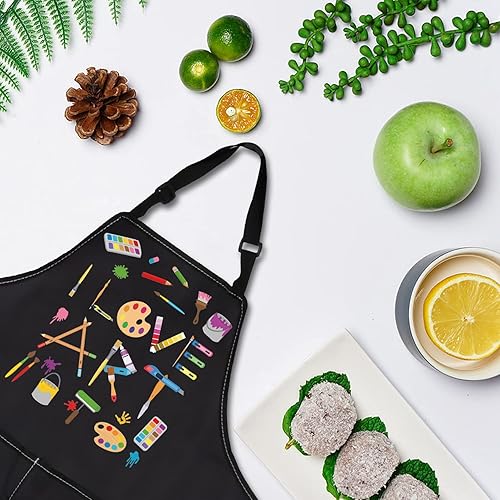 Miniatura 4 de BDPWSS Delantal de artista con bolsillos para profesores de arte, regalos de agradecimiento para la escuela de arte, regalo de graduación I Love