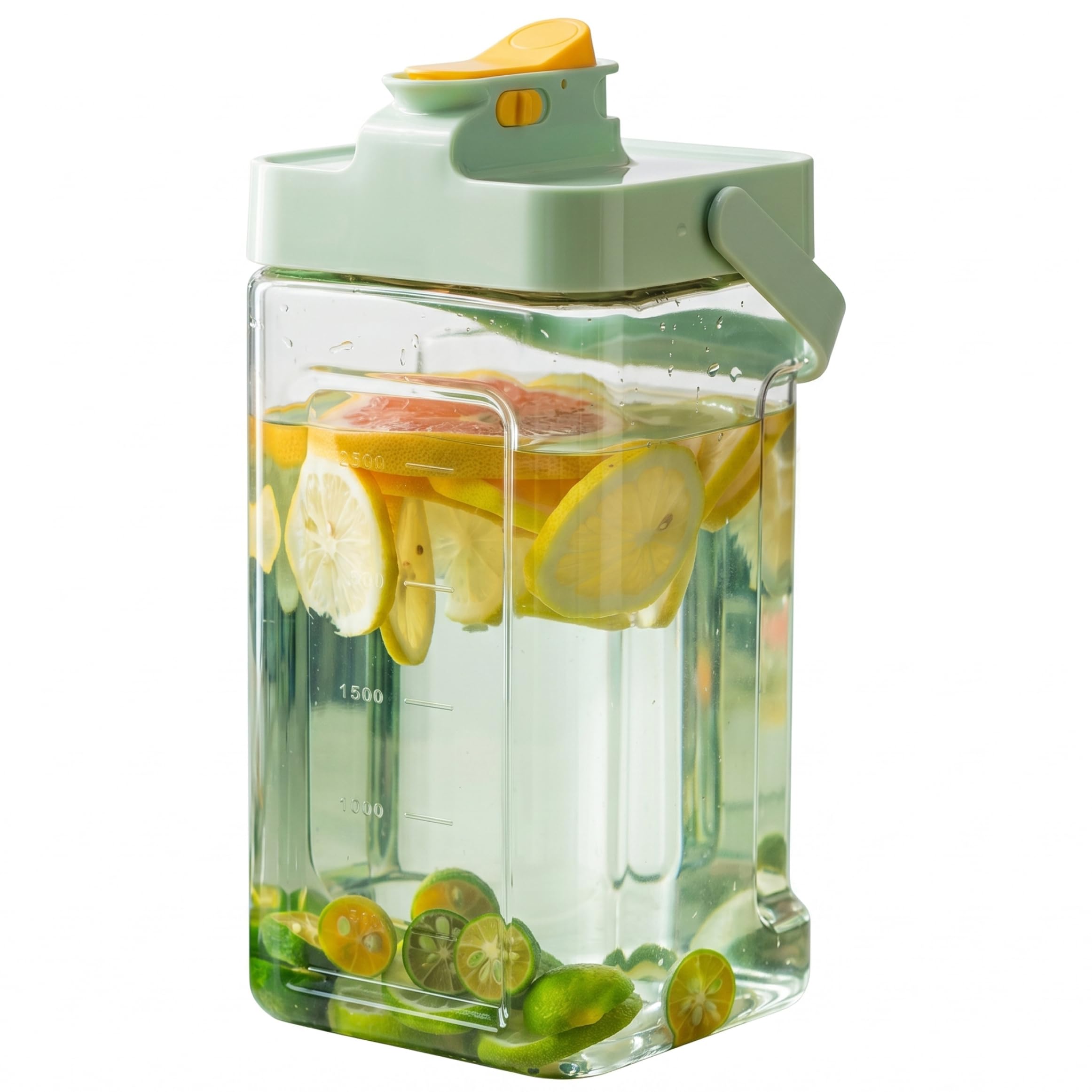Kühlschrank-Wasserspender, 3, 5 l, großes Fassungsvermögen, Kunststoff-Getränkespender mit Zapfhahn, auslaufsicherer tragbarer Wasserkrug für Zuhause/Büro/Camping, Grün.