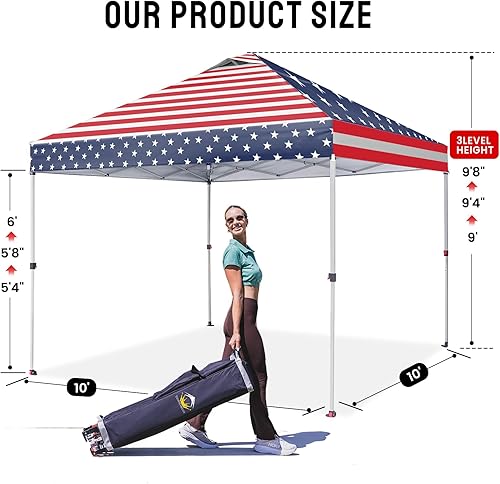 Miniatura 6 de CROWN SHADES Toldo desplegable de 10 x 10 pies  Tienda de campaña de playa con un solo empuje  Parasol al aire libre fácil para eventos, fiestas,